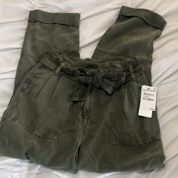 NWT! Nordstrom Olive Sarna Paperbag Waist Pants - Picture 3 of 4